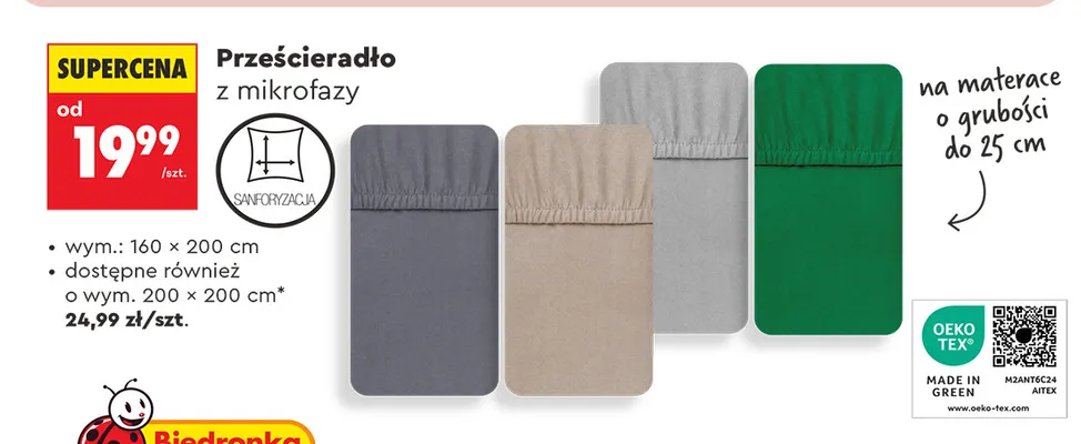 Prześcieradło z mikrofazy 200x200 cm Smukee promocja w Biedronka