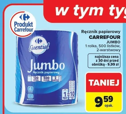Ręcznik papierowy Carrefour Jumbo promocja w Carrefour Market
