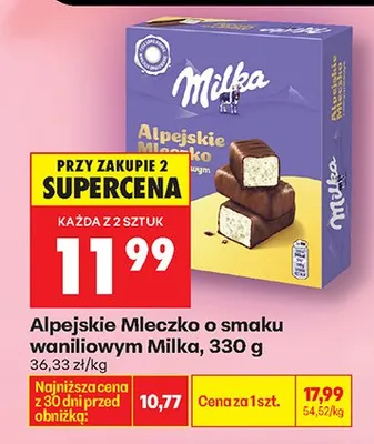 Mleczko alpejskie o smaku waniliowym promocja w Biedronka