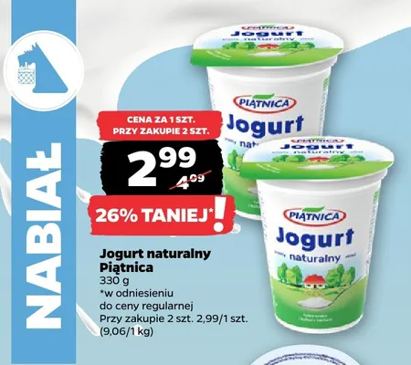 Jogurt naturalny Piątnica promocja w Netto