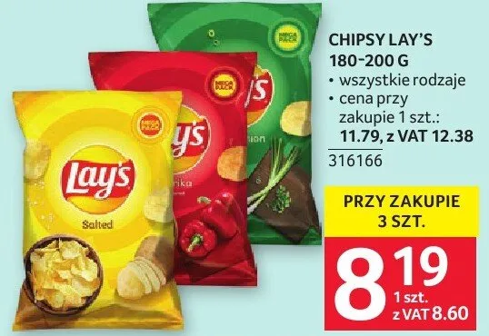 Chipsy Lay's 180-200 g promocja w Selgros