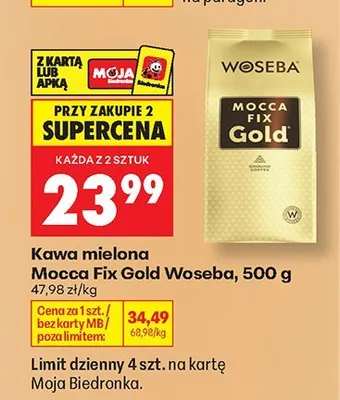 Kawa mielona Woseba Mocca Fix Gold promocja w Biedronka