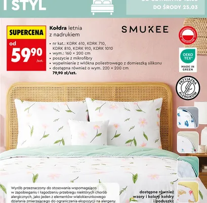 Kołdra letnia z nadrukiem 160x200 cm promocja w Biedronka