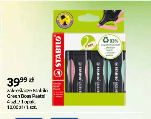 Zakreślacze Stabilo Green Boss Pastel 4-pak promocja w Empik