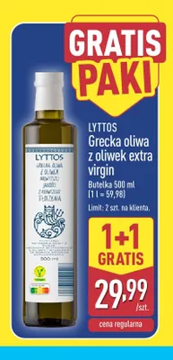 Grecka oliwa z oliwek extra virgin Lyttos promocja w Aldi