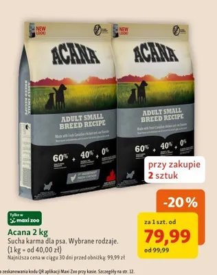 Sucha karma dla psa Acana Adult Small Breed Recipe promocja w MAXI ZOO