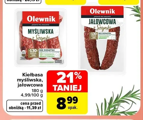 Kiełbasa jałowcowa Olewnik promocja w Carrefour