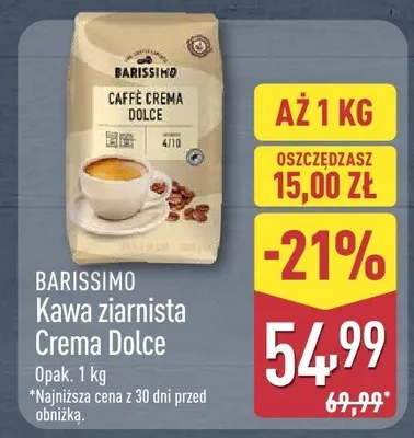 Kawa ziarnista Crema Dolce promocja w Aldi