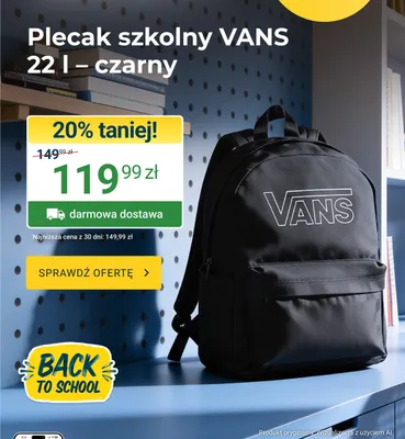 Plecak szkolny VANS 22 l czarny promocja w ERLI