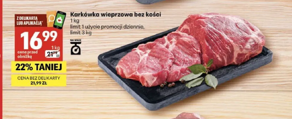 Karkówka wieprzowa bez kości promocja w Delikatesy Centrum