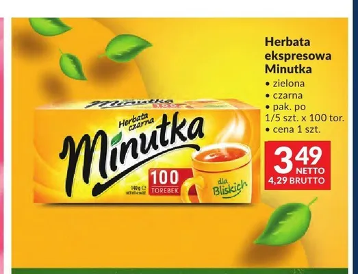 Herbata ekspresowa czarna Minutka promocja w Makro
