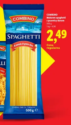Makaron spaghetti z pszenicy durum Combino promocja w Lidl