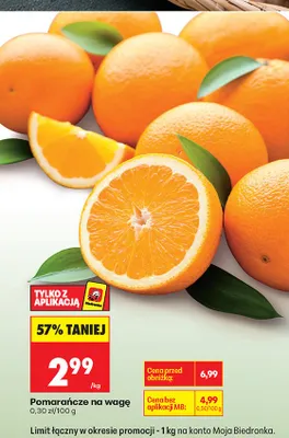 Pomarańcze na wagę promocja w Biedronka