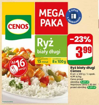 Ryż biały długi Cenos 8-pak 100g promocja w Dino