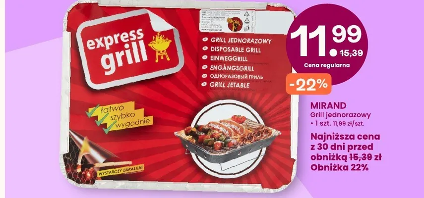 Grill jednorazowy mirand promocja w Frisco