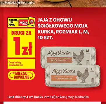Jajka kurze z chowu ściółkowego Moja Kurka rozmiar L promocja w Biedronka