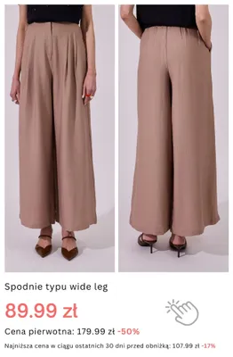 Spodnie damskie typu wide leg promocja w Monnari