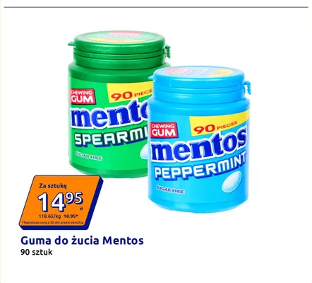 Guma do żucia Mentos Spearmint promocja w Action