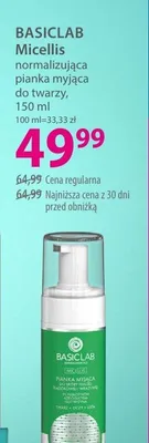 Normalizująca pianka myjąca do twarzy BASICLAB Micellis promocja w Hebe