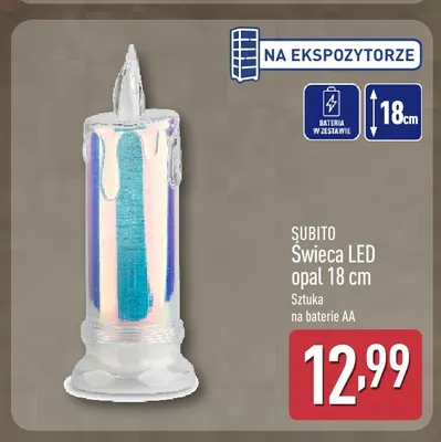 Świeca LED opal Subito 18 cm promocja w Aldi