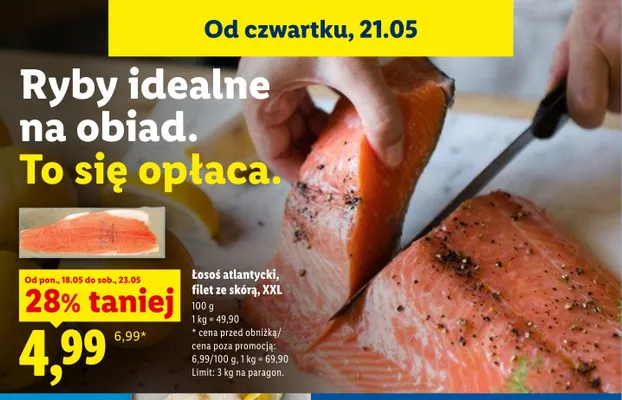 Łosoś atlantycki filet ze skórą XXL promocja w Lidl