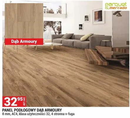 Panel podłogowy Dąb Armoury Parquet&Mercado 8mm AC4 klasa użyteczności 32 4-stronna v-fuga promocja w Merkury Market