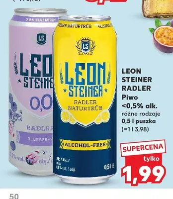 Piwo bezalkoholowe Leon Steiner Radler Naturtrüb promocja w Kaufland