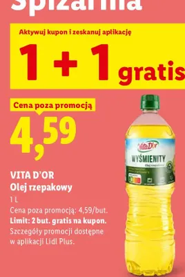 Olej rzepakowy Wyśmienity Vita D'or promocja w Lidl