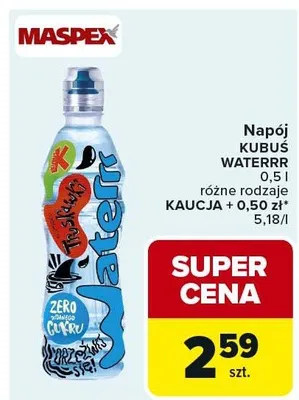 Napój Kubuś Waterrr 0,5l różne rodzaje promocja w Carrefour