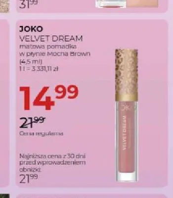Matowa pomadka w płynie Joko Velvet Dream promocja w Drogerie Jawa