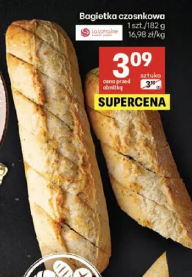Bagietka czosnkowa La Lorraine promocja w Delikatesy Centrum