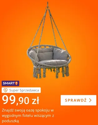 Fotel wiszący z poduszką promocja w Allegro