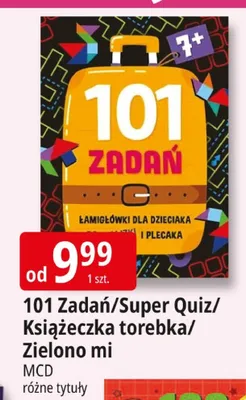 101 Zadań Super Quiz Książeczka torebka Zielono mi MCD promocja w Leclerc