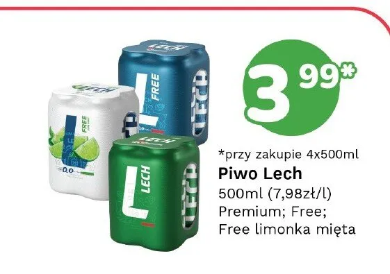 Piwo bezalkoholowe Lech Free Limonka Mięta promocja w Limonka