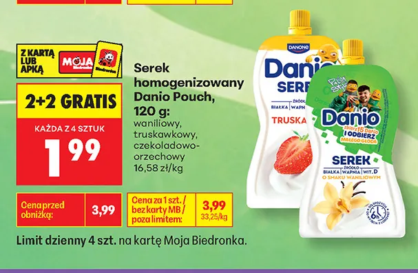 Serek homogenizowany Danio Pouch waniliowy promocja w Biedronka