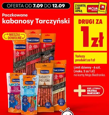 Kabanosy pieczone wieprzowe Tarczyński promocja w Biedronka