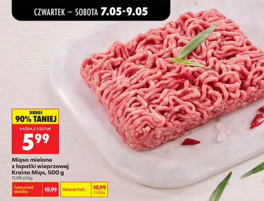 Mięso mielone z łopatki wieprzowej Kraina Mięs promocja w Biedronka