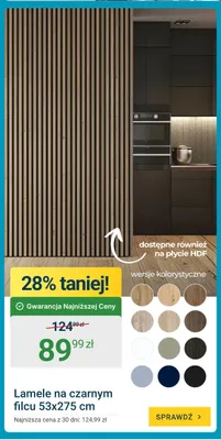 Lamele na czarnym filcu 53x275 cm promocja w ERLI