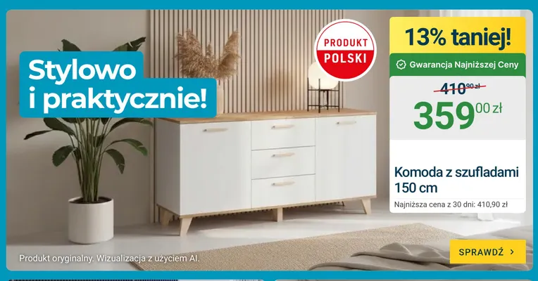 Komoda z szufladami 150 cm promocja w ERLI