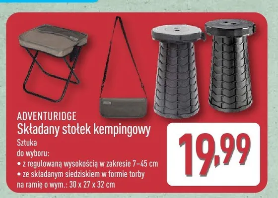 Składany stołek kempingowy Adventuridge promocja w Aldi