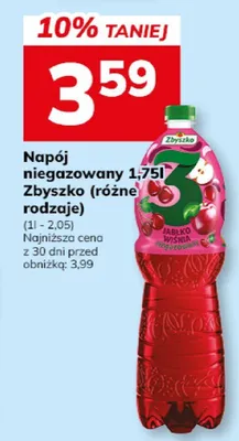 Napój niegazowany 1,75l Zbyszko (różne rodzaje) promocja w Hitpol