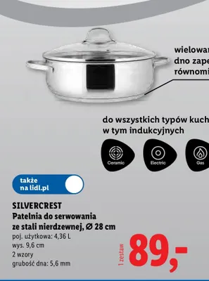 Patelnia do serwowania ze stali nierdzewnej Ø28 cm Silvercrest promocja w Lidl