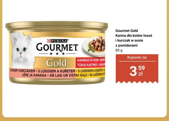 Karma dla kotów łosoś i kurczak w sosie z pomidorami Purina Gourmet Gold promocja w Biedronka