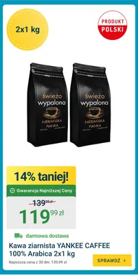Kawa ziarnista Yankee Caffee 100% Arabica 2-pak 1 kg promocja w ERLI