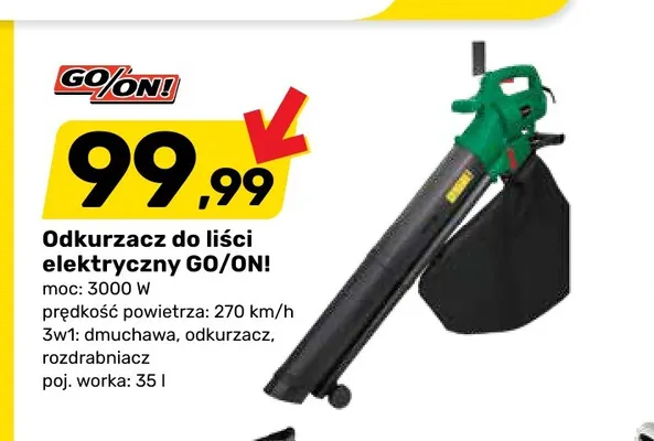 Odkurzacz do liści elektryczny GO/ON! 3000W 3w1 promocja w Bricomarche