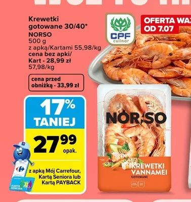Krewetki gotowane Norso promocja w Carrefour