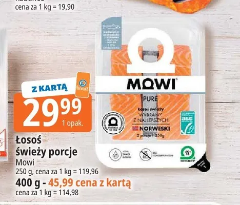 Łosoś świeży porcje Mowi promocja w Leclerc