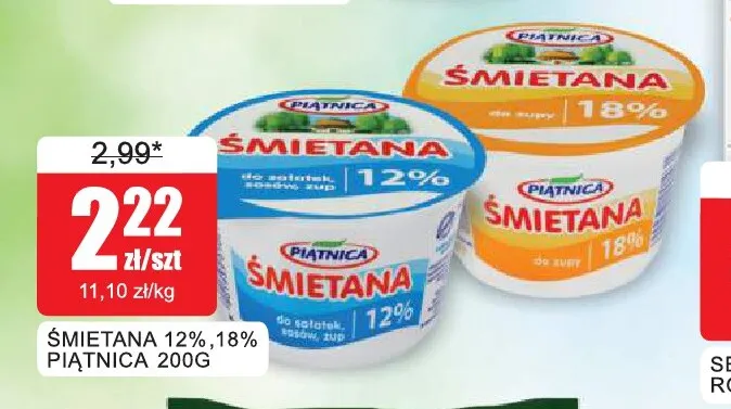 Śmietana Piątnica 12% promocja w Bingo