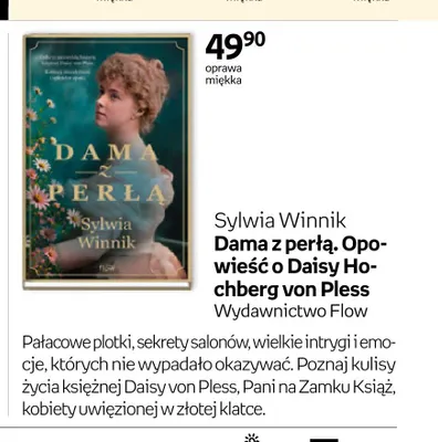 Książka Dama z perłą. Opowieść o Daisy Hochberg von Pless Sylwia Winnik promocja w Empik