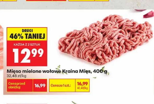 Mięso mielone wołowe Kraina Mięs promocja w Biedronka